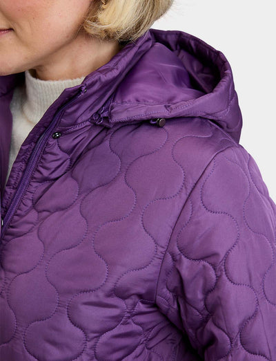 Ladies Quilted Water-Resistant Jacket with Detachable Hood Adjustable Cuffs