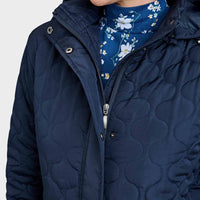 Ladies Quilted Water-Resistant Jacket with Detachable Hood Adjustable Cuffs