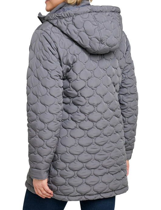 Ladies Quilted Water-Resistant Jacket with Detachable Hood Adjustable Cuffs
